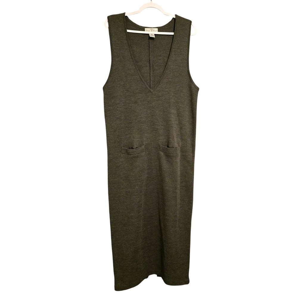 Deane & White Vintage Gray Knit‎ Maxi Dress V-Neck Sleeveless Medium